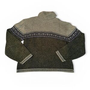Vintage Olive Turtleneck Fair Isle Sweater